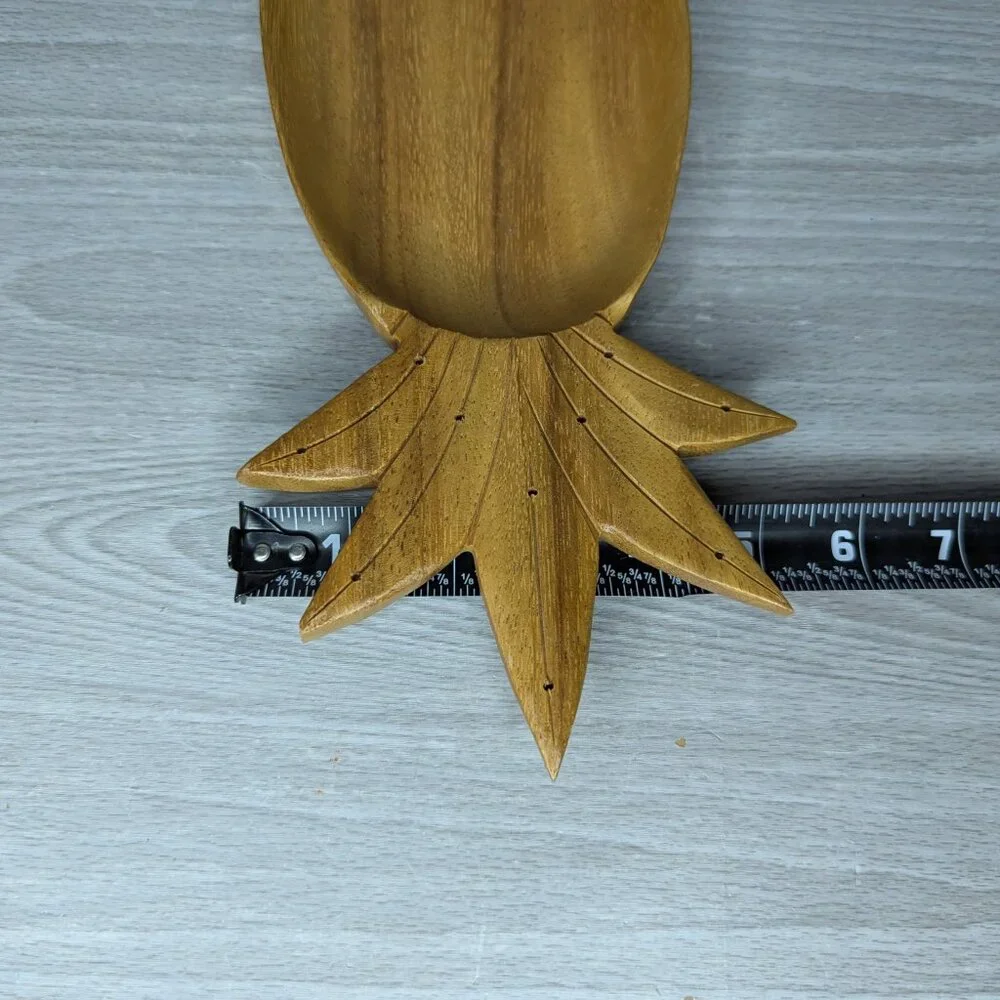 Vintage Monkey Pod Blair Hawaii Wooden Carved Pineapple Bowl Signed